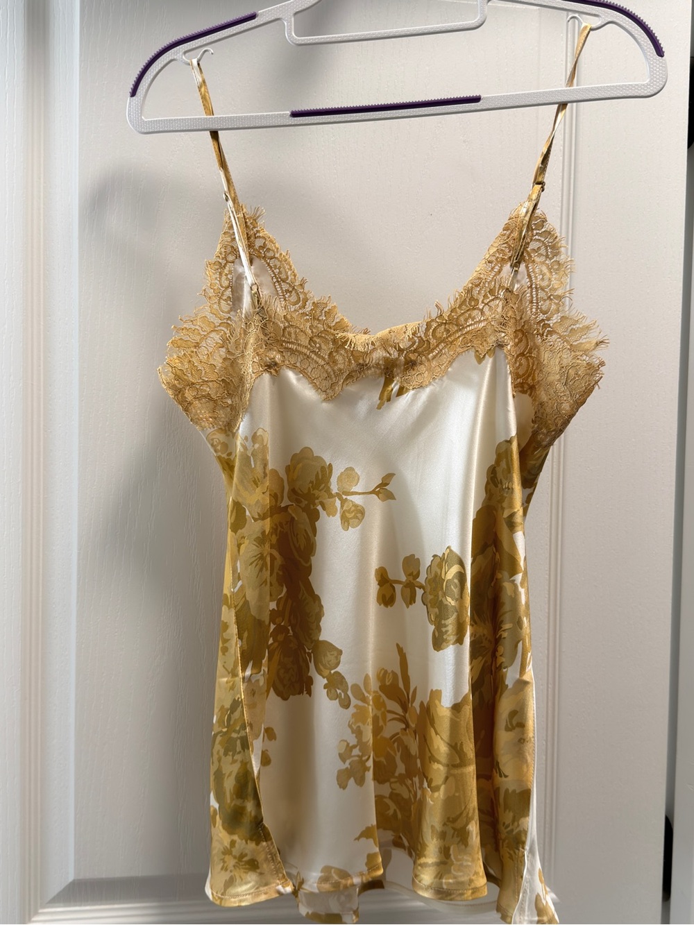 NWT Gold Hawk GH4463 100% Silk Golden Bloom/Fall Camel Lace Cami Size S - Picture 8 of 14